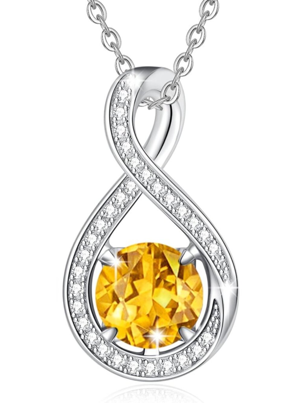 Sterling Silver Infinity Birthstone Necklace for Women - Elegant Gift Idea